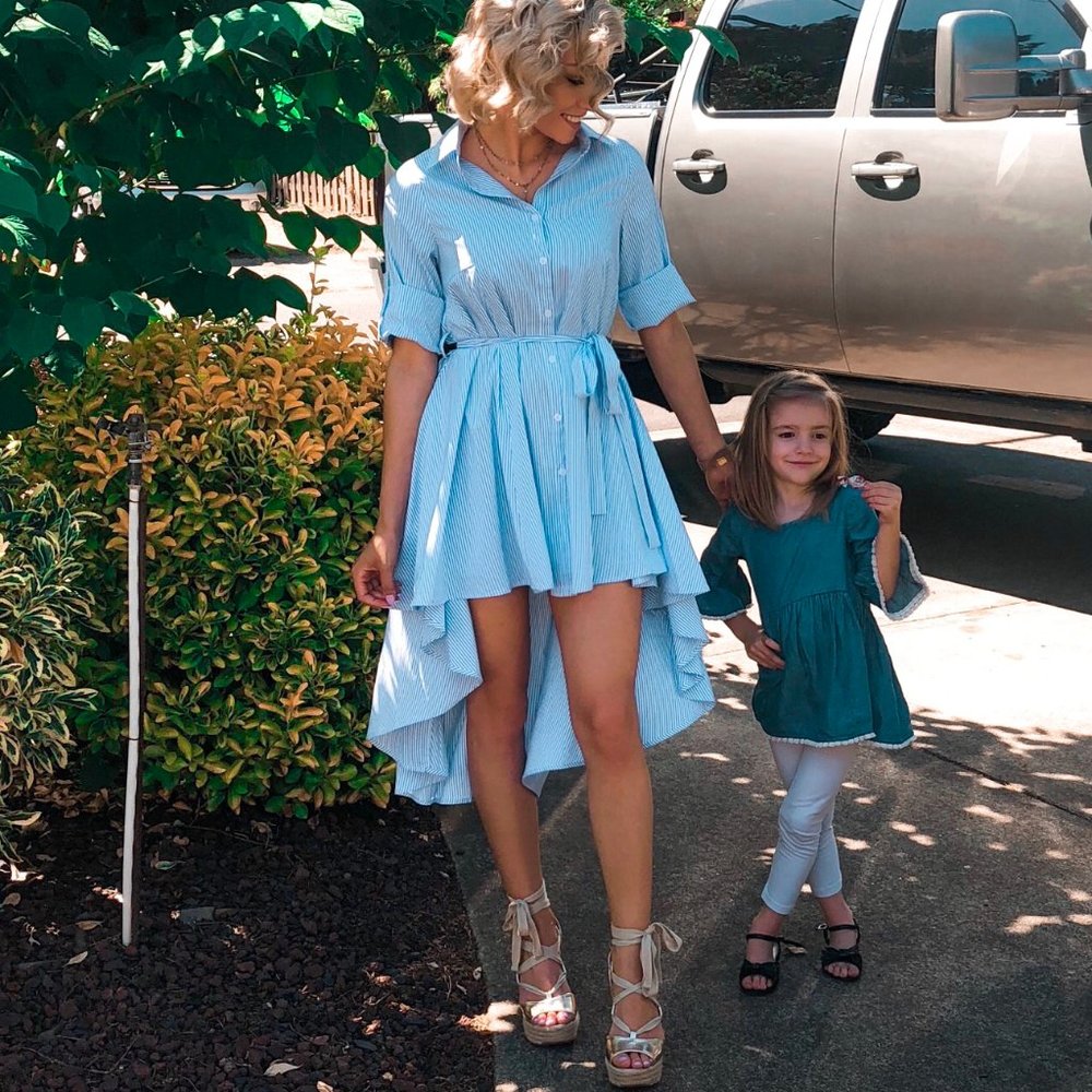 High Low Striped Blue Dress